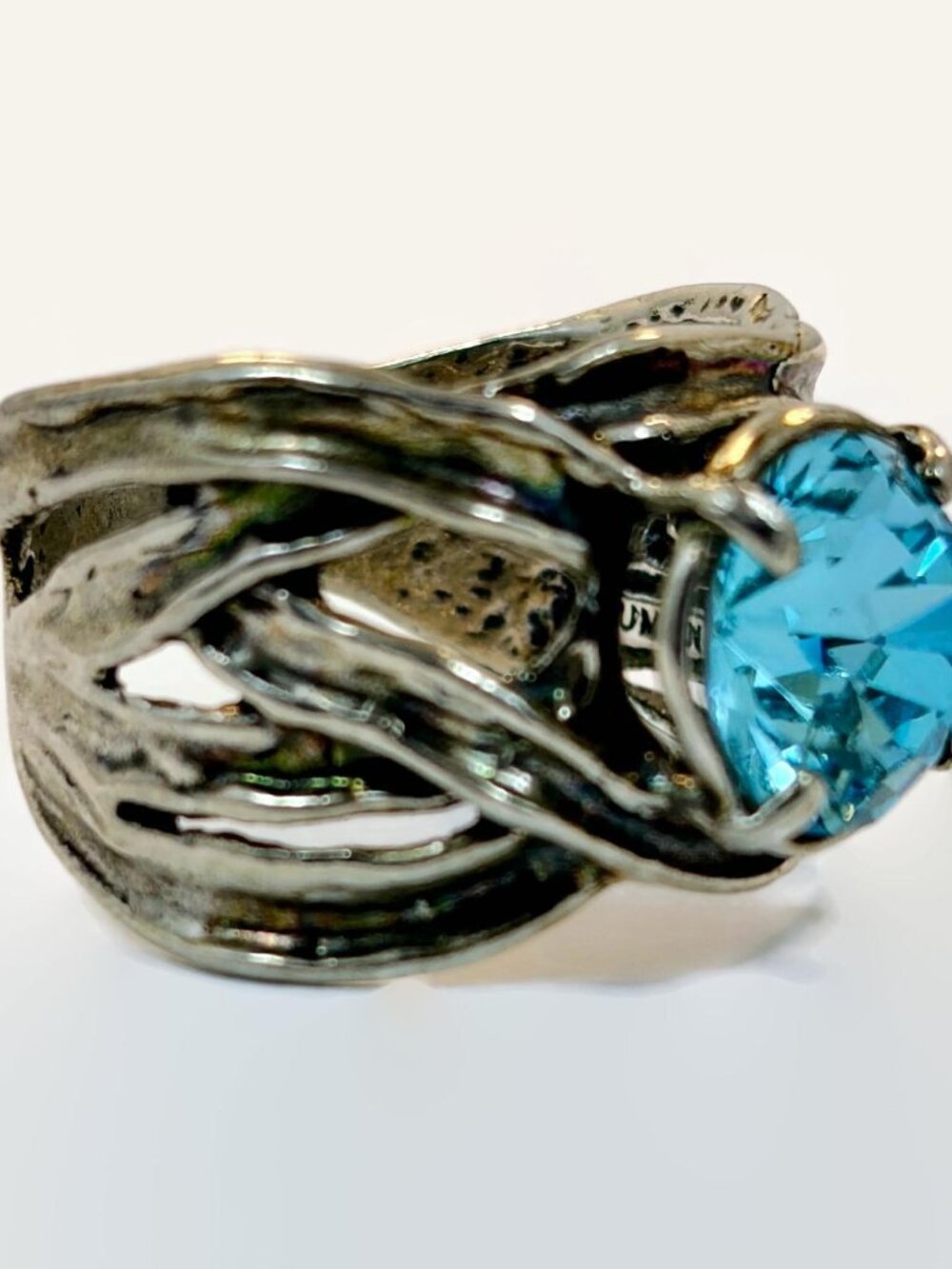 Israel Ring, Sterling Silver, Blue Quartz, Designer, Noa Zuman, Modern